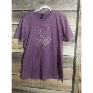 Gildan Womens Purple Graphic T Shirt Trust in‎ the Lord Floral Meadow Print